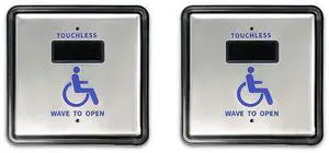 Handicap Door Sensor Open Switch,Wired Contactless Door Opener Wave Sensor with 2PCS Wired Square 4.5'' Stainless Steel Panels Handicap Door Sensor Open Switch,Wired Contactless Door Opener Wave Sensor with 2PCS Wired Square 4.5'' Stainless Steel Panels