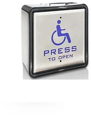 Hardwired Door Push Switch for Handicapped Stainless Steel Panel 4-1/2''(L) X4-1/2''(W) Without Receiver Hardwired Door Push Switch for Handicapped Stainless Steel Panel 4-1/2''(L) X4-1/2''(W) Without Receiver