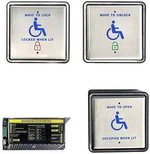 Handicap Hand Wave Sensing Switch Kits for Washroom,Work with Automatic Door Opener,Include 1pcs Outer Hand Wave Sensor Panel,1pcs Inter Open and Lock Door Panel,1pcs Controller Handicap Hand Wave Sensing Switch Kits for Washroom,Work with Automatic Door Opener,Include 1pcs Outer Hand Wave Sensor Panel,1pcs Inter Open and Lock Door Panel,1pcs Controller