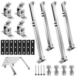 Adjustable Solar Panel Tilt Mount Brackets - 14-27 Inch Aluminum Adjust Solar Panel Mount for 100W-450W Panels, Heavy Duty Solar Panel Stand for RV Roof, Boat, Camping, Wall and Ground, 2 Pack Adjustable Solar Panel Tilt Mount Brackets - 14-27 Inch Aluminum Adjust Solar Panel Mount for 100W-450W Panels, Heavy Duty Solar Panel Stand for RV Roof, Boat, Camping, Wall and Ground, 2 Pack