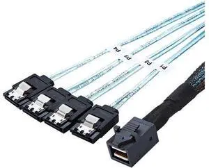 SFF86434SATA100CM Internal 12G HD Mini SAS SFF-8643 to 4 x SATA Cable Hard Drive Cable,HD Mini SAS Host/Controller to 4 SATA Target/Backplane- 3.3 ft. SFF86434SATA100CM Internal 12G HD Mini SAS SFF-8643 to 4 x SATA Cable Hard Drive Cable,HD Mini SAS Host/Controller to 4 SATA Target/Backplane- 3.3 ft.