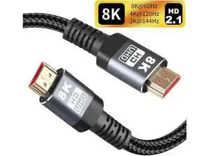 Vszerda 8K HDMI Cable 2.1 48Gbps 6.6FT/2M, High Speed HDMI Braided Cord-4K@120Hz 8K@60Hz, DTS:X, HDCP 2.2 & 2.3, HDR 10 Compatible with Roku TV/PS5/HDTV/Blu-ray Vszerda 8K HDMI Cable 2.1 48Gbps 6.6FT/2M, High Speed HDMI Braided Cord-4K@120Hz 8K@60Hz, DTS:X, HDCP 2.2 & 2.3, HDR 10 Compatible with Roku TV/PS5/HDTV/Blu-ray