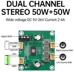 Vszerda TPA3116 DC 5V-26V 50W+50W 2.0 Channel Digital Stereo Audio Power Amplifier Board 2A Audio Amplifier Module Vszerda TPA3116 DC 5V-26V 50W+50W 2.0 Channel Digital Stereo Audio Power Amplifier Board 2A Audio Amplifier Module