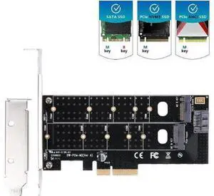 Vszerda Dual M.2 PCIe Adapter, M2 SSD NVME (m-Key) or SATA (b-Key) 22110 2280 2260 2242 2230 to PCI-e 3.0 x4 Host Controller Expansion Card for Desktop PCI Express Slots Vszerda Dual M.2 PCIe Adapter, M2 SSD NVME (m-Key) or SATA (b-Key) 22110 2280 2260 2242 2230 to PCI-e 3.0 x4 Host Controller Expansion Card for Desktop PCI Express Slots