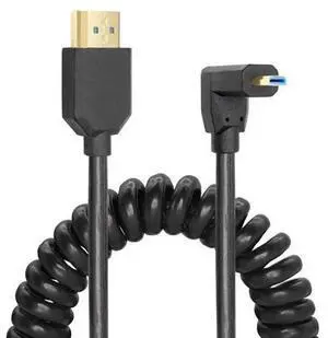 Micro HDMI to HDMI Cable Coiled 8K HDMI 2.1 Telescopic Cable High Speed Cable Support 120Hz 48Gbps Dynamic HDR for Digital Cameras (Up Angle) Micro HDMI to HDMI Cable Coiled 8K HDMI 2.1 Telescopic Cable High Speed Cable Support 120Hz 48Gbps Dynamic HDR for Digital Cameras (Up Angle)