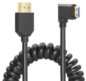 Vszerda Coiled HDMI Cable Right Angled 8K 48Gbps HDMI 2.1 Mini HDMI to HDMI Male Telescopic Cable High Speed (Left Angle) Vszerda Coiled HDMI Cable Right Angled 8K 48Gbps HDMI 2.1 Mini HDMI to HDMI Male Telescopic Cable High Speed (Left Angle)
