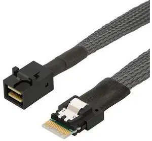 PCIe 4.0 Slimline SAS SFF 8654 4i 38Pin to Mini SAS HD SFF 8643 Cable 12Gbps High Speed Server Wire, 30AWG Copper, Black (0.5m) PCIe 4.0 Slimline SAS SFF 8654 4i 38Pin to Mini SAS HD SFF 8643 Cable 12Gbps High Speed Server Wire, 30AWG Copper, Black (0.5m)