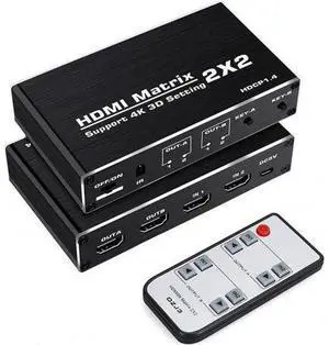 Vszerda 4K@60Hz HDMI Matrix 2 in 2 Out, 2 X 2 Switcher with HDR, HDMI 2.0b, HDCP 1.4 , 3D,1080P,YUV 4:2:0 and IR Remote (OZJ3) Vszerda 4K@60Hz HDMI Matrix 2 in 2 Out, 2 X 2 Switcher with HDR, HDMI 2.0b, HDCP 1.4 , 3D,1080P,YUV 4:2:0 and IR Remote (OZJ3)