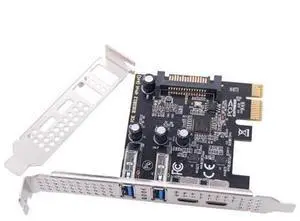 Vszerda 4 Port PCI-E 1X to 2 USB 3.0/USB C HUB PCI Express Expansion Card Adapter with 80/120mm PCI-E Slot Bracket with Extra SATA Power Vszerda 4 Port PCI-E 1X to 2 USB 3.0/USB C HUB PCI Express Expansion Card Adapter with 80/120mm PCI-E Slot Bracket with Extra SATA Power