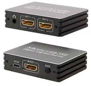 8K HDMI 2.1 Splitter 1 in 2 Out, 1x2 HDMI Splitter Support 8K@60hz, 4K@120hz, EDID, 48Gbps, 3D, HDR 10+, HDCP2.3, Dolby Vision, 3.5mm Audio Output, Mirror Dual Monitors for PS5 SkyQ Xbox NVIDIA AMD NS 8K HDMI 2.1 Splitter 1 in 2 Out, 1x2 HDMI Splitter Support 8K@60hz, 4K@120hz, EDID, 48Gbps, 3D, HDR 10+, HDCP2.3, Dolby Vision, 3.5mm Audio Output, Mirror Dual Monitors for PS5 SkyQ Xbox NVIDIA AMD NS