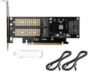 Vszerda 3 in 1 NGFF and MSATA SSD Adapter Card M.2 NVME to PCIe 16X/M.2 SATA SSD to SATA III to SATA Converter+2 SATA Cable Vszerda 3 in 1 NGFF and MSATA SSD Adapter Card M.2 NVME to PCIe 16X/M.2 SATA SSD to SATA III to SATA Converter+2 SATA Cable