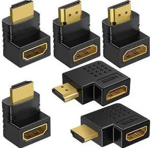6 Pack HDMI 2.0 Male to Female Angled Adapter Left Right Up Down 90 270 Degree Right Angle HDMI Cable Connector Gold Plated 3D 4K Supported 6 Pack HDMI 2.0 Male to Female Angled Adapter Left Right Up Down 90 270 Degree Right Angle HDMI Cable Connector Gold Plated 3D 4K Supported
