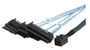 Internal Mini SAS SFF-8643 to (4) 29pin SFF-8482 connectors with SAS 15pin Power Port, 1M / 3.3FT Internal Mini SAS SFF-8643 to (4) 29pin SFF-8482 connectors with SAS 15pin Power Port, 1M / 3.3FT