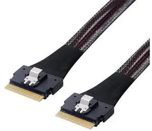 PCI-E Slimline SAS 4.0 SFF-8654 8i 74pin Host to SFF-8654 74Pin Slim SAS Target Cable 50cm PCI-E Slimline SAS 4.0 SFF-8654 8i 74pin Host to SFF-8654 74Pin Slim SAS Target Cable 50cm