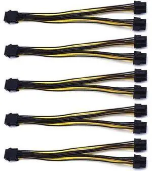 5-Pack PCI-E 8Pin to 2X 8 Pin (6+2) Power Splitter Cable for PCIE PCI Express Image Card Y - Splitter Extension Cable 5-Pack PCI-E 8Pin to 2X 8 Pin (6+2) Power Splitter Cable for PCIE PCI Express Image Card Y - Splitter Extension Cable