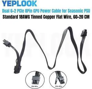 ForSeasonic Platinum Series, PCI-E Dual 8Pin 6+2Pin GPU Power Cable for Platinum 1200W, 1050W, 860W, 760W, 660W Modular Power ForSeasonic Platinum Series, PCI-E Dual 8Pin 6+2Pin GPU Power Cable for Platinum 1200W, 1050W, 860W, 760W, 660W Modular Power