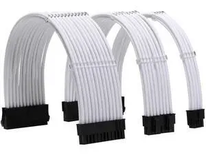 Vszerda Sleeve Extension Power Supply Cable Kit 18AWG ATX 24P+ EPS 8-P+PCI-E8-P with Combs for PSU to Motherboard/GPU (White) Vszerda Sleeve Extension Power Supply Cable Kit 18AWG ATX 24P+ EPS 8-P+PCI-E8-P with Combs for PSU to Motherboard/GPU (White)
