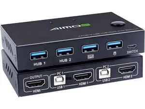Vszerda KVM Switch HDMI 2 Port Box, AIMOS USB and HDMI Switches 4 USB Hub, UHD 4K @30Hz, for 2 Computers Share Keyboard Mouse and one HD Monitor Vszerda KVM Switch HDMI 2 Port Box, AIMOS USB and HDMI Switches 4 USB Hub, UHD 4K @30Hz, for 2 Computers Share Keyboard Mouse and one HD Monitor