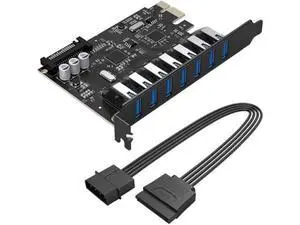 Super Speed 7 Port USB 3.0 PCI-E Express Card With A 15 Pin SATA Power Connector PCIE Adapter Super Speed 7 Port USB 3.0 PCI-E Express Card With A 15 Pin SATA Power Connector PCIE Adapter