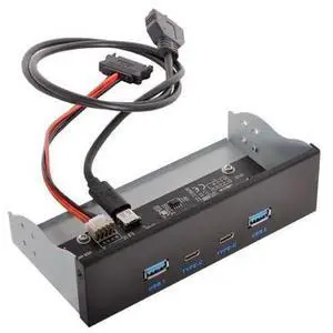 Vszerda 5.25" Front Panel CD-ROM Bay USB 3.0 & USB-C HUB 4 Ports Motherboard Adapter Vszerda 5.25" Front Panel CD-ROM Bay USB 3.0 & USB-C HUB 4 Ports Motherboard Adapter