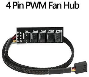 4/3PIN PWM Fan Hub CPU Cooling Fan Power Cable Hub Adapter Sleeved Case Splitter for Computer Cooler Case Fans 1 to 5(15.7 Inch) 4/3PIN PWM Fan Hub CPU Cooling Fan Power Cable Hub Adapter Sleeved Case Splitter for Computer Cooler Case Fans 1 to 5(15.7 Inch)