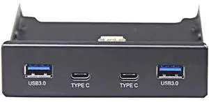 Dual 5Gb/s USB 3.1 Type-C & USB 3.0 Computer 3.5 inch Floppy Bay Front Panel 4 Ports USB Hub, USB3 19Pin to 2x USB 3.0 USB-C + 2x Type A Splitter Adapter Dual 5Gb/s USB 3.1 Type-C & USB 3.0 Computer 3.5 inch Floppy Bay Front Panel 4 Ports USB Hub, USB3 19Pin to 2x USB 3.0 USB-C + 2x Type A Splitter Adapter