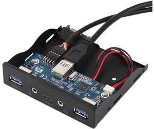 3.5" Front Panel Floppy Bay 2 Ports USB 3.0 Hub With 1x HD Audio Output 1x Microphone Input 1x USB 3.1 Type C For Desktop PC 3.5" Front Panel Floppy Bay 2 Ports USB 3.0 Hub With 1x HD Audio Output 1x Microphone Input 1x USB 3.1 Type C For Desktop PC