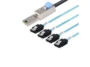 Mini SAS 26P SFF 8088 Male to 4 SATA 4Pin Female 1M 3.3FTCable with Latch,Mini SAS Host/Controller to 4 SATA Target/Backplane Mini SAS 26P SFF 8088 Male to 4 SATA 4Pin Female 1M 3.3FTCable with Latch,Mini SAS Host/Controller to 4 SATA Target/Backplane