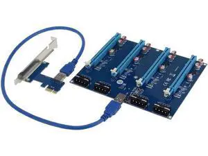 PCI-Express PCIe 1 to 4 PCI express 16X slots Riser Card PCI-E 1X to External 4 slot Adapter PCIe Port Multiplier for Mining PCI-Express PCIe 1 to 4 PCI express 16X slots Riser Card PCI-E 1X to External 4 slot Adapter PCIe Port Multiplier for Mining
