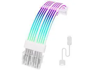8 Pin RGB GPU Cable,2 x 8Pin (6+2) PCIE RGB PSU Cables 5V 3Pin ARGB Graphics Card Power Supply Extension - for PC Build,Four Sides Lighting Strips White Style 8 Pin RGB GPU Cable,2 x 8Pin (6+2) PCIE RGB PSU Cables 5V 3Pin ARGB Graphics Card Power Supply Extension - for PC Build,Four Sides Lighting Strips White Style