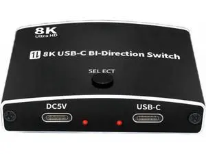 USB C Switch Bi-Direction 2 in 1 or 1 in 2 KVM Switcher, 8K@60Hz Video / 10Gbps Data Transfer Compatible with Thunderbolt Type C Device USB C Switch Bi-Direction 2 in 1 or 1 in 2 KVM Switcher, 8K@60Hz Video / 10Gbps Data Transfer Compatible with Thunderbolt Type C Device