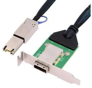 Vszerda Mini SAS SFF-8088 to SFF-8088 26Pin External Extension Data Cable PCBA with Low Profile Bracket Vszerda Mini SAS SFF-8088 to SFF-8088 26Pin External Extension Data Cable PCBA with Low Profile Bracket
