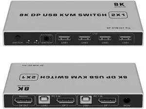 Vszerda 8K Dual-port DP USB KVM Displayport KVM Switch 4K@144hz 2-port USB KVM 8K Displayport 1.4 Switch KVM mouse&keyboad supported Vszerda 8K Dual-port DP USB KVM Displayport KVM Switch 4K@144hz 2-port USB KVM 8K Displayport 1.4 Switch KVM mouse&keyboad supported
