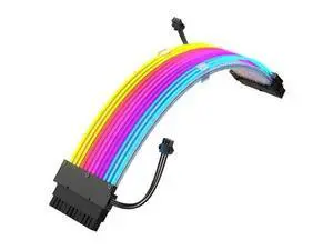 24 Pin RGB PSU Cable, White Aluminum Foil Braided Wire, Ribbon Fiber Optic Design with 24 LED Beads, Durable and RGB Power Extension Cable for 5V 3-pin argb Header 24 Pin RGB PSU Cable, White Aluminum Foil Braided Wire, Ribbon Fiber Optic Design with 24 LED Beads, Durable and RGB Power Extension Cable for 5V 3-pin argb Header