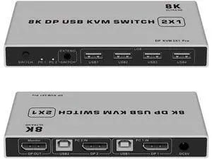 8K Dual-port DP USB KVM Displayport KVM Switch 4K@144hz 2-port USB KVM 8K Displayport 1.4 Switch KVM mouse&keyboad supported 8K Dual-port DP USB KVM Displayport KVM Switch 4K@144hz 2-port USB KVM 8K Displayport 1.4 Switch KVM mouse&keyboad supported