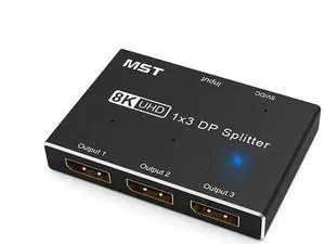 1 in 3 Out 8K DisplayPort-compatible Splitter 8K@30Hz 4K@120Hz DP MST SST Hub Converter Adapter 1x3 Port for Ultra HD Source to 3 HD Monitors 1 in 3 Out 8K DisplayPort-compatible Splitter 8K@30Hz 4K@120Hz DP MST SST Hub Converter Adapter 1x3 Port for Ultra HD Source to 3 HD Monitors