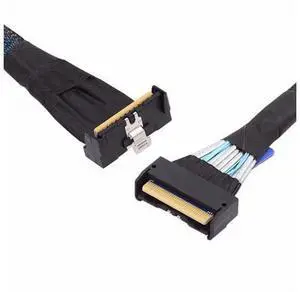 Cable PCI-E 5.0 Mini Cool Edge IO MCIO Angled PCI-E 8i 74Pin Male to MCIO 74Pin Male Extender Cable 35cm Cable PCI-E 5.0 Mini Cool Edge IO MCIO Angled PCI-E 8i 74Pin Male to MCIO 74Pin Male Extender Cable 35cm