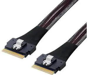 SAS 4.0 SFF-8654 8i 74pin Host to SFF-8654 Slim SAS Target Cable 100cm PCI-E Slim Line SAS 4.0 SFF-8654 8i 74pin Host to SFF-8654 Slim SAS Target Cable 100cm PCI-E Slim Line