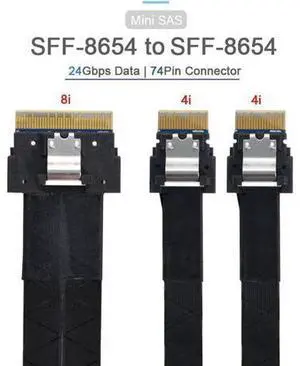 SFF-8654 8i 74Pin Male to Dual SFF-8654 4i 38Pin Male PCI-E Ultraport Slimline SAS Slim 4.0 Cable 40cm PCI-Express SFF-8654 8i 74Pin Male to Dual SFF-8654 4i 38Pin Male PCI-E Ultraport Slimline SAS Slim 4.0 Cable 40cm PCI-Express
