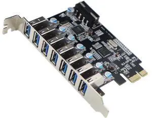PCIe to USB 3.0 7-Port PCI Express Expansion Card PCI-E USB3.0 Hub with Molex Power Connector Support UASP Windows 10,8.1,8,7,XP PCIe to USB 3.0 7-Port PCI Express Expansion Card PCI-E USB3.0 Hub with Molex Power Connector Support UASP Windows 10,8.1,8,7,XP