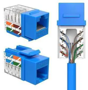 SATMAXIMUM 20 Pack Cat6 Keystone Ethernet Wall Jacks RJ45 Punch Down Slim Profile UTP Blue, 45 Degree for Patch Panel & Wall Plate, Supports Up to 10Gbps SATMAXIMUM 20 Pack Cat6 Keystone Ethernet Wall Jacks RJ45 Punch Down Slim Profile UTP Blue, 45 Degree for Patch Panel & Wall Plate, Supports Up to 10Gbps