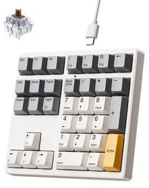 Mechanical Number Pad, 34 Key Hot Swappable Numpad Brown Switches, USB Wired Numeric Keypad with PBT Keycaps White Backlit Number Pad for Laptop, MacBook,PC Desktop Mechanical Number Pad, 34 Key Hot Swappable Numpad Brown Switches, USB Wired Numeric Keypad with PBT Keycaps White Backlit Number Pad for Laptop, MacBook,PC Desktop