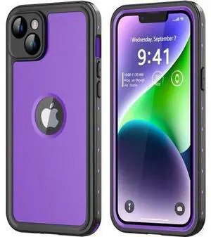 for iPhone 14 Waterproof Case with Built-in Screen Protector, Shockproof Dustproof Full Body Protective IP68 Waterproof Phone Case for iPhone 14 6.1 inch (Purple) for iPhone 14 Waterproof Case with Built-in Screen Protector, Shockproof Dustproof Full Body Protective IP68 Waterproof Phone Case for iPhone 14 6.1 inch (Purple)