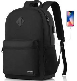 YAMTION Black Backpack for Women Men,Casual School Backpack Teen Boys and Girls 15.6 Inch Laptop Bookbag with USB Charger for College High School Travel Business YAMTION Black Backpack for Women Men,Casual School Backpack Teen Boys and Girls 15.6 Inch Laptop Bookbag with USB Charger for College High School Travel Business