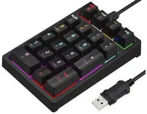 Number Pad, Mechanical USB Wired Numeric Keypad with Color Backlit 21 Key Numpad for Laptop Desktop Computer PC Black (Blue Switches) Number Pad, Mechanical USB Wired Numeric Keypad with Color Backlit 21 Key Numpad for Laptop Desktop Computer PC Black (Blue Switches)