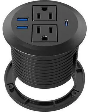Recessed Power Grommet with AC Outlets, 20W Fast Charging USB-C Port - Flush-Mount for Desktop,Workspace Essential Desk Outlet Black Recessed Power Grommet with AC Outlets, 20W Fast Charging USB-C Port - Flush-Mount for Desktop,Workspace Essential Desk Outlet Black