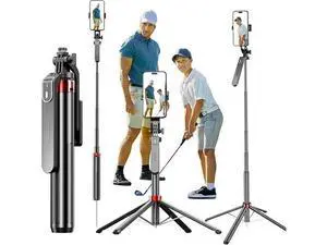 Monopod and Tripod Selfie Stick to Record Golf Swing - Etendable Cell Phone Tripod Stand with Wireless Remote and Phone Holder, Golf Training Aid - Compatible with All iPhone Android Phone Monopod and Tripod Selfie Stick to Record Golf Swing - Etendable Cell Phone Tripod Stand with Wireless Remote and Phone Holder, Golf Training Aid - Compatible with All iPhone Android Phone