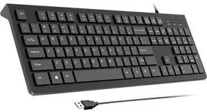 Computer Keyboard Wired, Plug Play USB , Low Profile Chiclet Keys, Large Number Pad, Caps Indicators, Foldable Stands, Spill-Resistant, Anti-Wear Letters for Windows Mac PC Laptop, Full Size Computer Keyboard Wired, Plug Play USB , Low Profile Chiclet Keys, Large Number Pad, Caps Indicators, Foldable Stands, Spill-Resistant, Anti-Wear Letters for Windows Mac PC Laptop, Full Size