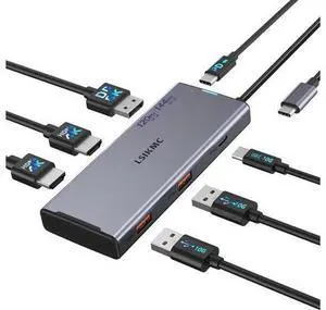 USB-C Laptop Docking Station for Triple Monitor | 7-in-1 Dock with DP 4K@160Hz/8K@30Hz + Dual HDMI 4K@60Hz, 10Gbps USB A/C, 100W PD | Laptop Dock for Windows/Mac USB-C Laptop Docking Station for Triple Monitor | 7-in-1 Dock with DP 4K@160Hz/8K@30Hz + Dual HDMI 4K@60Hz, 10Gbps USB A/C, 100W PD | Laptop Dock for Windows/Mac