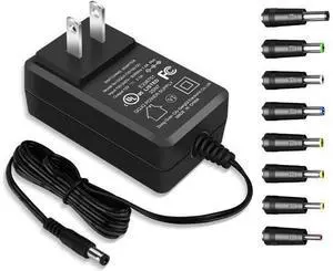 Universal 12V 2A AC Adapter with 8 Tips UL Listed 12 Volts 2000mAh Power Supply Cord 12 Volt AC/DC Charger 12W Replacement Power Supply for Security Camera LED Strip Light Webcam Router. Universal 12V 2A AC Adapter with 8 Tips UL Listed 12 Volts 2000mAh Power Supply Cord 12 Volt AC/DC Charger 12W Replacement Power Supply for Security Camera LED Strip Light Webcam Router.